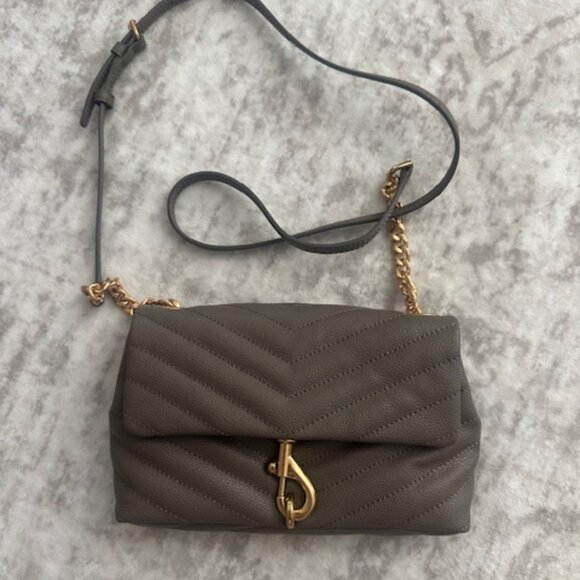 Rebecca Minkoff Mini Chevron Crossbody.- Taupe with Gold Hardware - Never Used - Picture 1 of 4